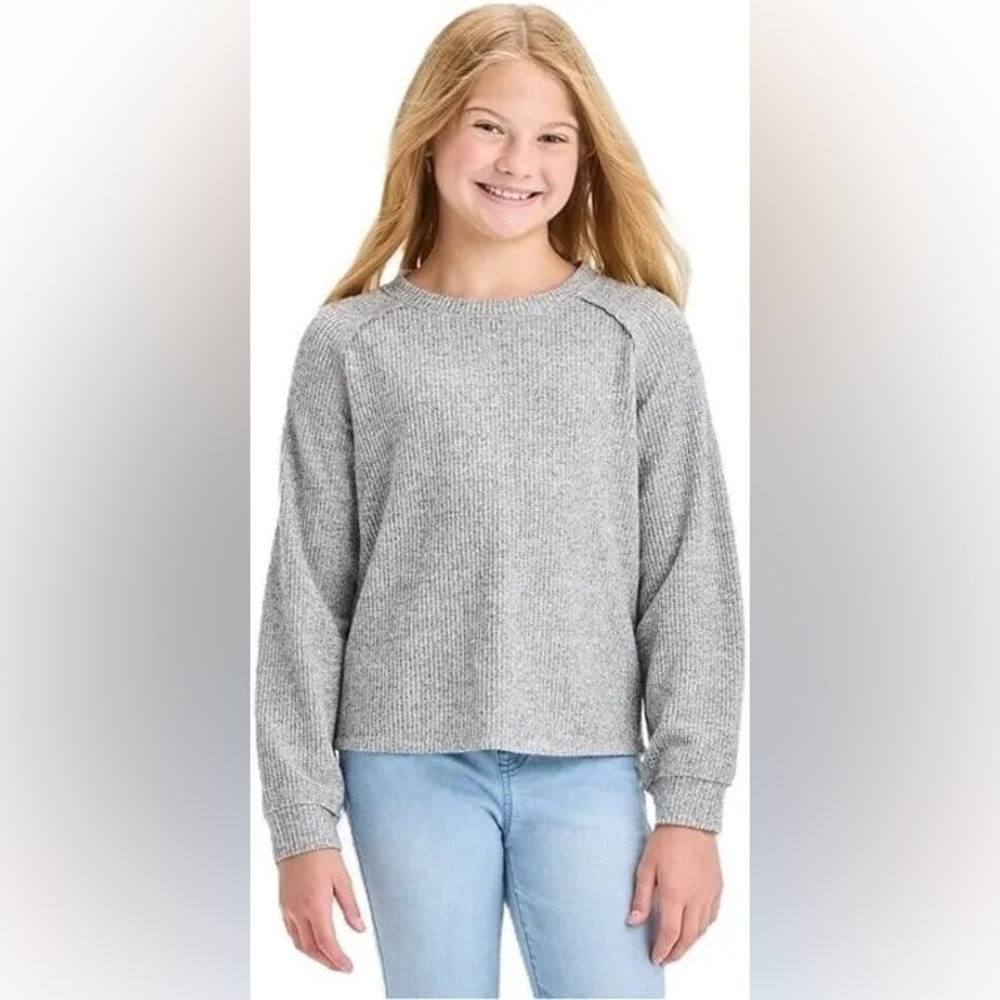 Cat & Jack Girls Sweater Top-Heather Gray